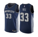 Men's Nike Detroit Pistons #33 Grant Hill Swingman Navy Blue NBA Jersey - City Edition