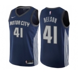 Men's Nike Detroit Pistons #41 Jameer Nelson Authentic Navy Blue NBA Jersey - City Edition
