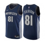 Men's Nike Detroit Pistons #81 Jose Calderon Swingman Navy Blue NBA Jersey - City Edition