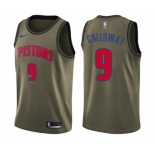 Men's Nike Detroit Pistons #9 Langston Galloway Swingman Green Salute to Service NBA Jersey