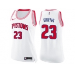 Women Nike Detroit Pistons #23 Blake Griffin White Pink NBA Swingman Fashion Jersey