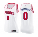 Women's Nike Detroit Pistons #0 Andre Drummond Swingman White Pink Fashion NBA Jersey