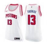 Women's Nike Detroit Pistons #13 Khyri Thomas Swingman White Pink Fashion NBA Jersey