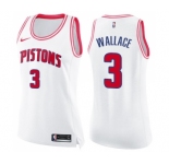 Women's Nike Detroit Pistons #3 Ben Wallace Swingman White Pink Fashion NBA Jersey