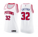 Women's Nike Detroit Pistons #32 Christian Laettner Swingman White Pink Fashion NBA Jersey