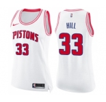 Women's Nike Detroit Pistons #33 Grant Hill Swingman White Pink Fashion NBA Jersey