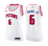 Women's Nike Detroit Pistons #6 Bruce Brown Jr. Swingman White Pink Fashion NBA Jersey