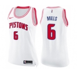 Women's Nike Detroit Pistons #6 Terry Mills Swingman White Pink Fashion NBA Jersey
