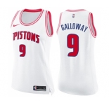 Women's Nike Detroit Pistons #9 Langston Galloway Swingman White Pink Fashion NBA Jersey