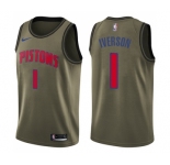 Youth Nike Detroit Pistons #1 Allen Iverson Swingman Green Salute to Service NBA Jersey