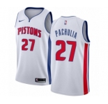 Youth Nike Detroit Pistons #27 Zaza Pachulia Swingman White NBA Jersey - Association Edition