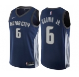 Youth Nike Detroit Pistons #6 Bruce Brown Jr. Swingman Navy Blue NBA Jersey - City Edition