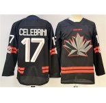 Men's Canada Hockey #17 Macklin Celebrini Black Stitched Jersey