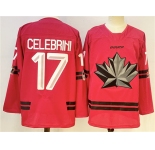Men's Canada Hockey #17 Macklin Celebrini Red Stitched Jersey