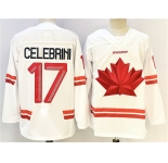Men's Canada Hockey #17 Macklin Celebrini White Stitched Jersey