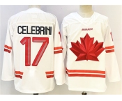 Men's Canada Hockey #17 Macklin Celebrini White Stitched Jersey