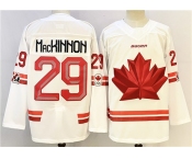 Men's Canada Hockey #29 Nathan MacKinnon White Stitched Jersey