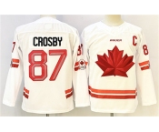 Men's Canada Hockey #87 Sidney Crosby White With C Patch Stitched Jersey