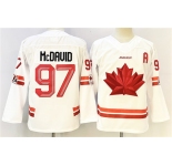 Men's Canada Hockey #97 Connor McDavid White With A Patch Stitched Jersey