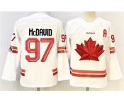 Men's Canada Hockey #97 Connor McDavid White With A Patch Stitched Jersey