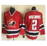 Team CA. #2 Al MacInnis Red Black 2002 Olympic Nike Throwback Stitched NHL Jersey