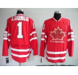 nhl team canada #1 luongo 2010 olympic red