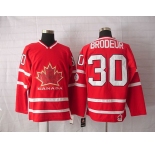 nhl team canada #30 brodeur 2010 olympic red