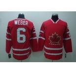 nhl team canada #6 weber  2010 olympic red