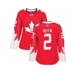 Women's Adidas Team Canada #2 Duncan Keith Premier Red Away 2016 World Cup Hockey Jersey