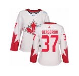 Women's Adidas Team Canada #37 Patrice Bergeron Authentic White Home 2016 World Cup Hockey Jersey