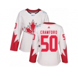 Women's Adidas Team Canada #50 Corey Crawford Authentic White Home 2016 World Cup Hockey Jersey