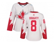 Women's Adidas Team Canada #8 Drew Doughty Authentic White Home 2016 World Cup Hockey Jersey
