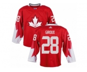 Youth Adidas Team Canada #28 Claude Giroux Authentic Red Away 2016 World Cup Ice Hockey Jersey