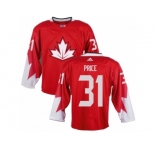Youth Adidas Team Canada #31 Carey Price Premier Red Away 2016 World Cup Ice Hockey Jersey