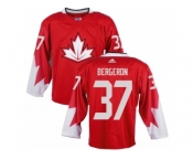 Youth Adidas Team Canada #37 Patrice Bergeron Authentic Red Away 2016 World Cup Ice Hockey Jersey
