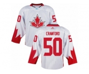 Youth Adidas Team Canada #50 Corey Crawford Authentic White Home 2016 World Cup Ice Hockey Jersey