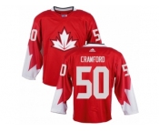 Youth Adidas Team Canada #50 Corey Crawford Premier Red Away 2016 World Cup Ice Hockey Jersey