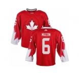 Youth Adidas Team Canada #6 Jake Muzzin Premier Red Away 2016 World Cup Ice Hockey Jersey