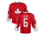 Youth Adidas Team Canada #6 Jake Muzzin Premier Red Away 2016 World Cup Ice Hockey Jersey