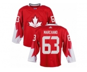 Youth Adidas Team Canada #63 Brad Marchand Authentic Red Away 2016 World Cup Ice Hockey Jersey