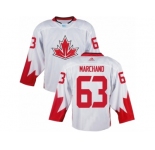 Youth Adidas Team Canada #63 Brad Marchand Authentic White Home 2016 World Cup Ice Hockey Jersey
