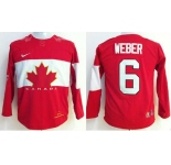 youth nhl jerseys team canada #6 weber red[2014 winter olympics]