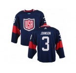 Men Adidas Team USA #3 Jack Johnson Navy Blue 2016 World Cup Ice Hockey Jersey