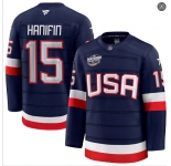 Men's USA #15 Noah Hanifin Blue 2026 Stitched Jersey