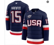 Men's USA #15 Noah Hanifin Blue 2026 Stitched Jersey