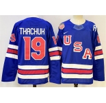 Men's USA #19 Matthew Tkachuk Royal 2025-2026 Stitched Jersey