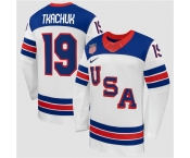 Men's USA #19 Matthew Tkachuk White 2026 Stitched Jersey