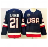 Men's USA #21 Dylan Larkin Blue 2026 Stitched Jersey