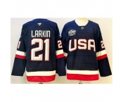 Men's USA #21 Dylan Larkin Blue 2026 Stitched Jersey
