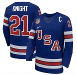 Men's USA #21 Knight Royal 2026 With C Patch Stitched Hockey Jersey